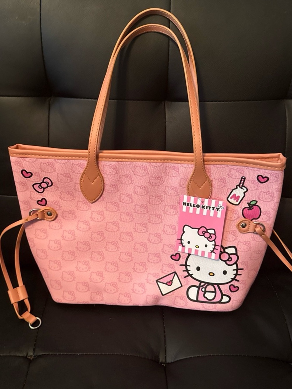 Hello Kitty Pink and Tan Tote with Character Print